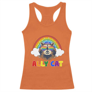 Ally Street Cat Rainbow Raccoon Racerback Tank Top Funny LGBTQ+ Pride Support TS02 Orange Print Your Wear