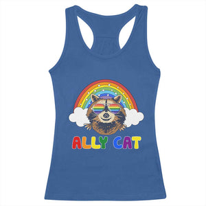 Ally Street Cat Rainbow Raccoon Racerback Tank Top Funny LGBTQ+ Pride Support TS02 Royal Blue Print Your Wear