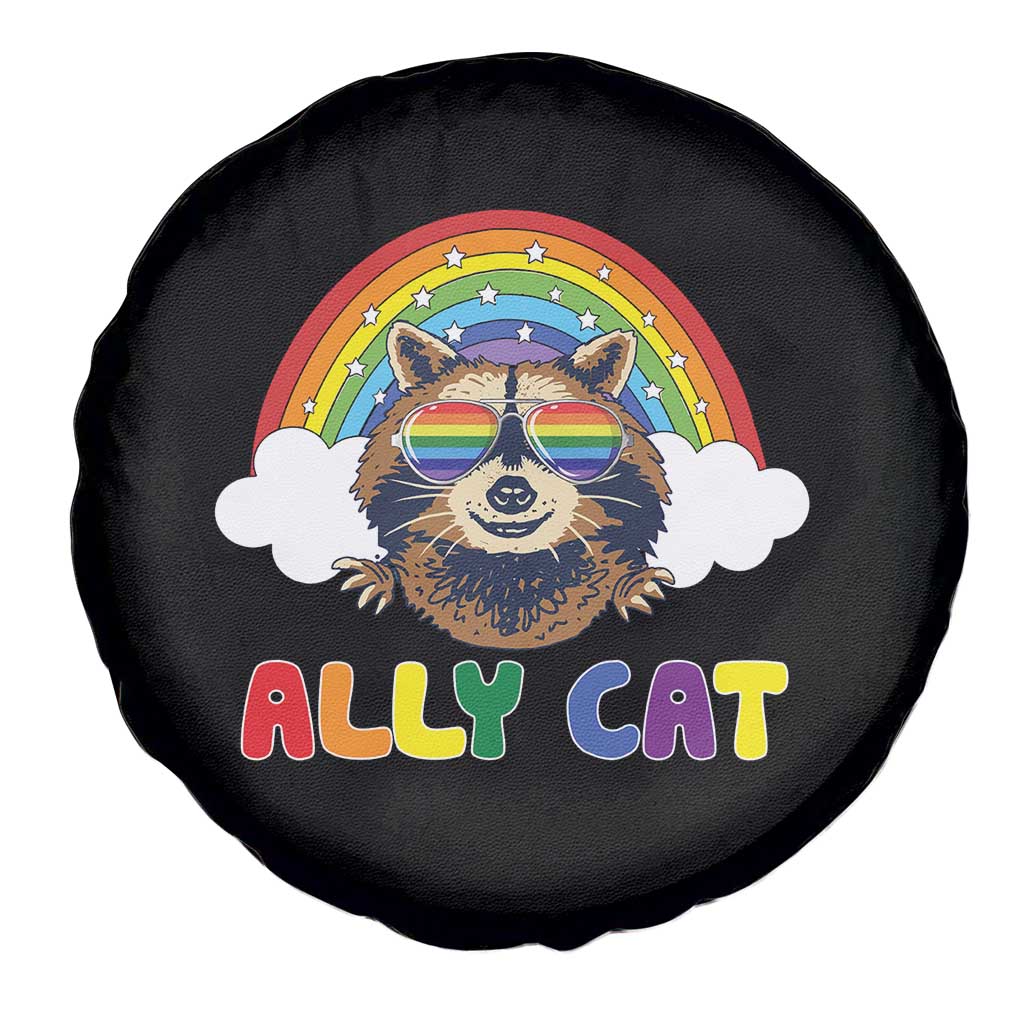 Ally Street Cat Rainbow Raccoon Spare Tire Cover Funny LGBTQ+ Pride Support TS02 Print Your Wear