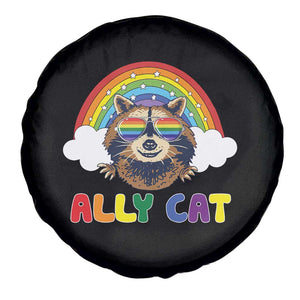Ally Street Cat Rainbow Raccoon Spare Tire Cover Funny LGBTQ+ Pride Support TS02 Print Your Wear