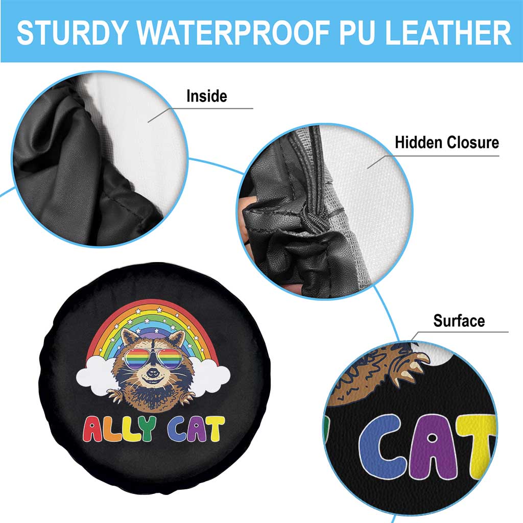 Ally Street Cat Rainbow Raccoon Spare Tire Cover Funny LGBTQ+ Pride Support TS02 Print Your Wear