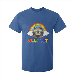 Ally Street Cat Rainbow Raccoon T Shirt For Kid Funny LGBTQ+ Pride Support TS02 Royal Blue Print Your Wear
