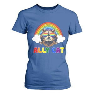 Ally Street Cat Rainbow Raccoon T Shirt For Women Funny LGBTQ+ Pride Support TS02 Royal Blue Print Your Wear