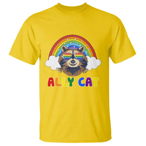 Ally Street Cat Rainbow Raccoon T Shirt Funny LGBTQ+ Pride Support TS02 Daisy Print Your Wear