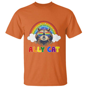Ally Street Cat Rainbow Raccoon T Shirt Funny LGBTQ+ Pride Support TS02 Orange Print Your Wear