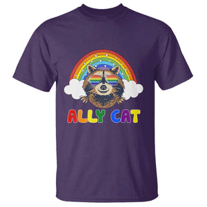 Ally Street Cat Rainbow Raccoon T Shirt Funny LGBTQ+ Pride Support TS02 Purple Print Your Wear