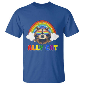 Ally Street Cat Rainbow Raccoon T Shirt Funny LGBTQ+ Pride Support TS02 Royal Blue Print Your Wear