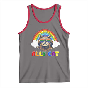 Ally Street Cat Rainbow Raccoon Tank Top Funny LGBTQ+ Pride Support TS02 Deep Heather Red Print Your Wear