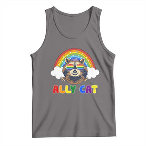 Ally Street Cat Rainbow Raccoon Tank Top Funny LGBTQ+ Pride Support TS02 Deep Heather Print Your Wear