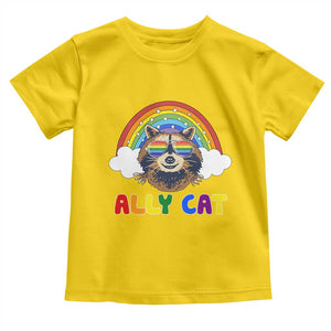 Ally Street Cat Rainbow Raccoon Toddler T Shirt Funny LGBTQ+ Pride Support TS02 Daisy Print Your Wear