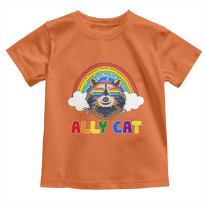 Ally Street Cat Rainbow Raccoon Toddler T Shirt Funny LGBTQ+ Pride Support TS02 Orange Print Your Wear