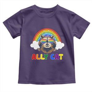 Ally Street Cat Rainbow Raccoon Toddler T Shirt Funny LGBTQ+ Pride Support TS02 Purple Print Your Wear