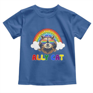 Ally Street Cat Rainbow Raccoon Toddler T Shirt Funny LGBTQ+ Pride Support TS02 Royal Blue Print Your Wear