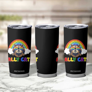 Ally Street Cat Rainbow Raccoon Tumbler Cup Funny LGBTQ+ Pride Support TS02 Print Your Wear