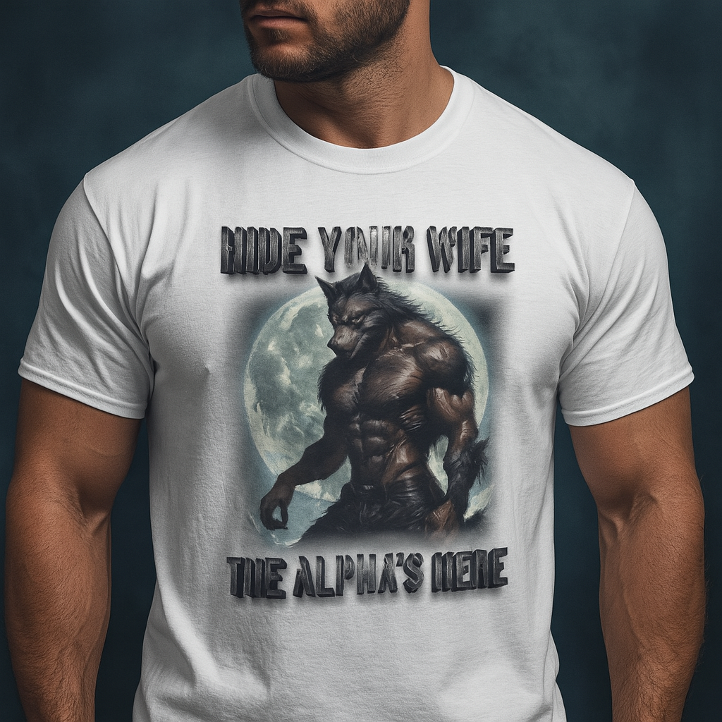 Alpha Wolf T Shirt Hide Your Wife The Alpha's Here TS09 Print Your Wear