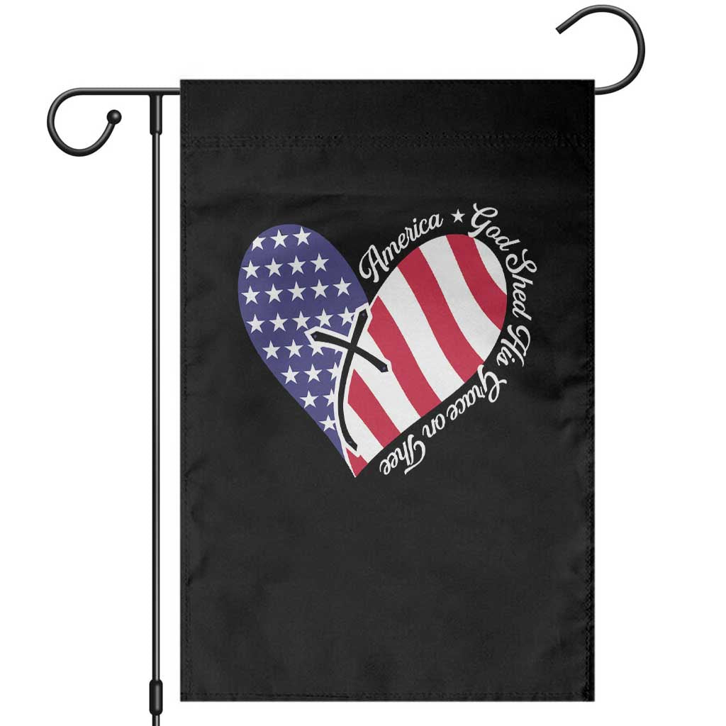 America God Shed His Grace on Thee 4th of July Garden Flag Patriotic American Flag Cross TS10 Black Print Your Wear