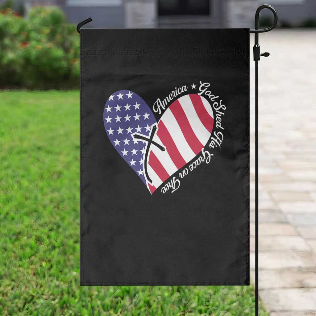 America God Shed His Grace on Thee 4th of July Garden Flag Patriotic American Flag Cross TS10 Print Your Wear