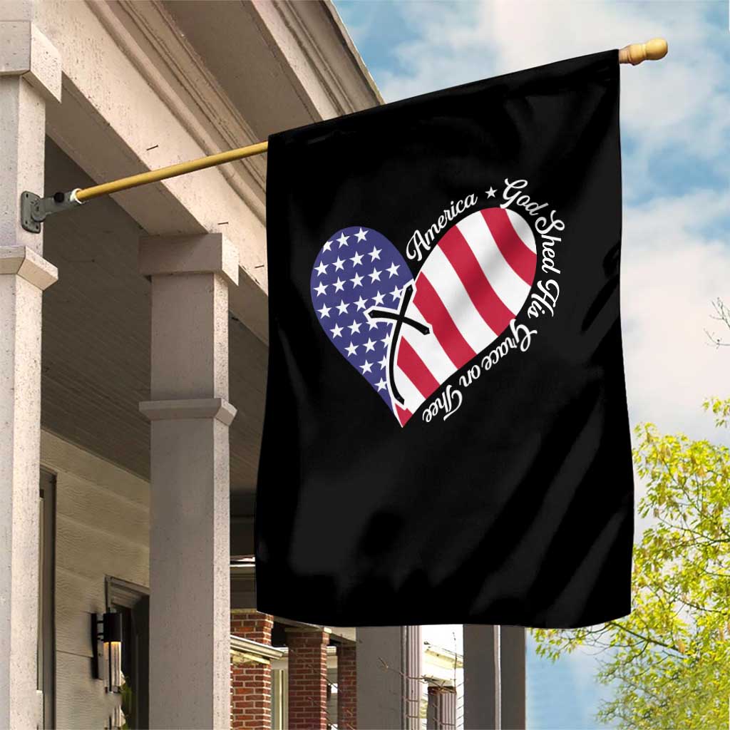 America God Shed His Grace on Thee 4th of July Garden Flag Patriotic American Flag Cross TS10 Print Your Wear