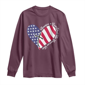 America God Shed His Grace on Thee 4th of July Long Sleeve Shirt Patriotic American Flag Cross TS10 Maroon Print Your Wear
