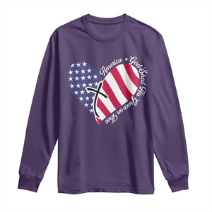 America God Shed His Grace on Thee 4th of July Long Sleeve Shirt Patriotic American Flag Cross TS10 Purple Print Your Wear