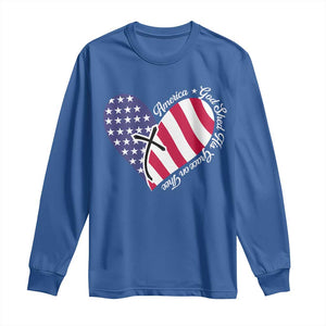 America God Shed His Grace on Thee 4th of July Long Sleeve Shirt Patriotic American Flag Cross TS10 Royal Blue Print Your Wear