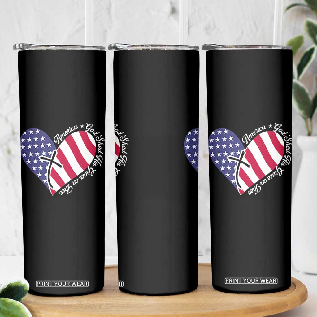 America God Shed His Grace on Thee 4th of July Skinny Tumbler Patriotic American Flag Cross TS10 Print Your Wear