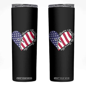America God Shed His Grace on Thee 4th of July Skinny Tumbler Patriotic American Flag Cross TS10 Black Print Your Wear