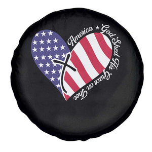 America God Shed His Grace on Thee 4th of July Spare Tire Cover Patriotic American Flag Cross TS10 Print Your Wear