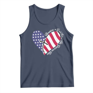 America God Shed His Grace on Thee 4th of July Tank Top Patriotic American Flag Cross TS10 Navy Print Your Wear
