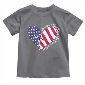 America God Shed His Grace on Thee 4th of July Toddler T Shirt Patriotic American Flag Cross TS10 Charcoal Print Your Wear