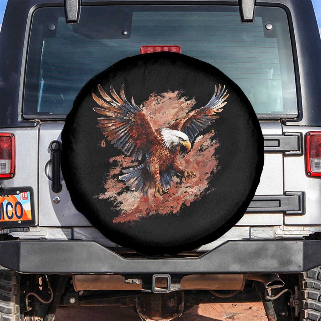 American Bald Eagle Spare Tire Cover Proud Patriotic US Pride 4th Of July TS02 No hole Black Print Your Wear