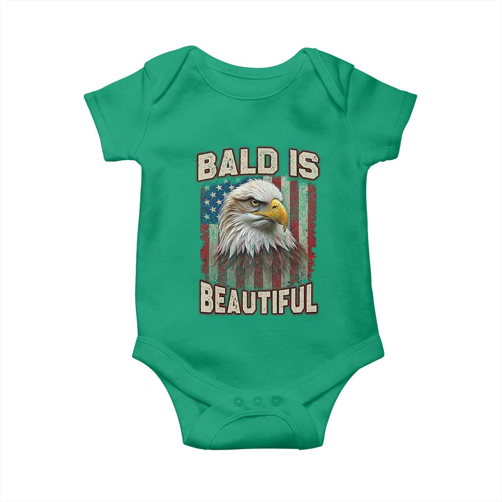 American Flag Bald Eagle Baby Onesie Bald Is Beautiful Retro 4th of July Independence Day TS10 Irish Green Print Your Wear