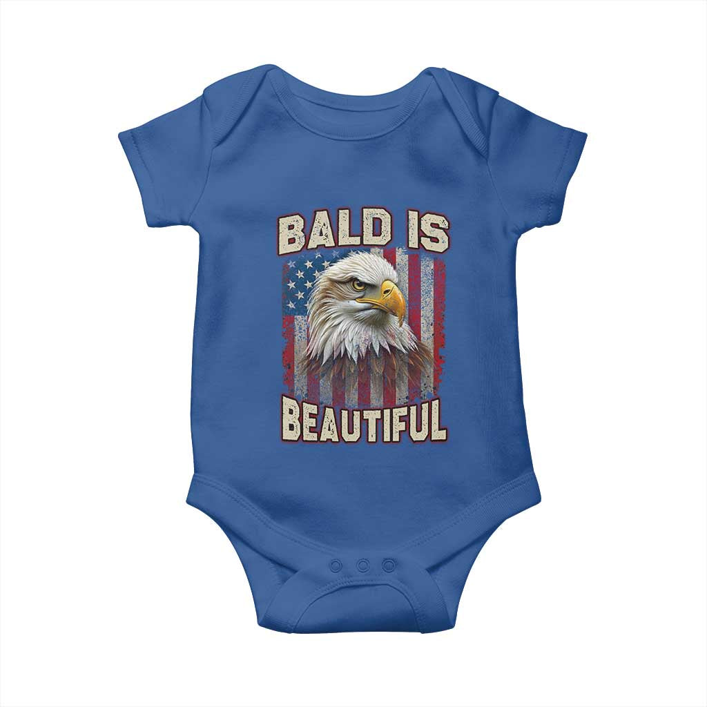 American Flag Bald Eagle Baby Onesie Bald Is Beautiful Retro 4th of July Independence Day TS10 Royal Blue Print Your Wear