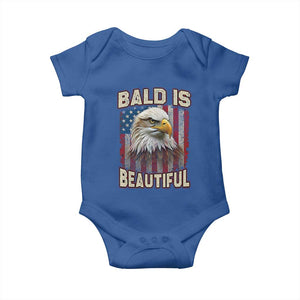American Flag Bald Eagle Baby Onesie Bald Is Beautiful Retro 4th of July Independence Day TS10 Royal Blue Print Your Wear