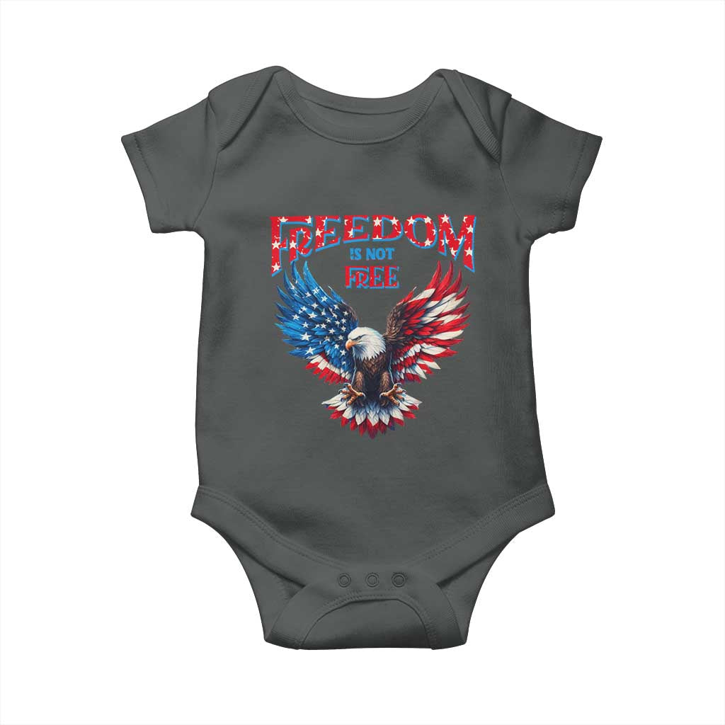 American Flag Bald Eagle Baby Onesie Patriotic Eagle 4th of July Freedom Is Not Free TS10 Dark Heather Print Your Wear