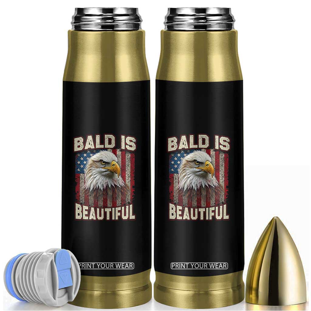 American Flag Bald Eagle Bullet Tumbler Bald Is Beautiful Retro 4th of July Independence Day TS10 Black Print Your Wear