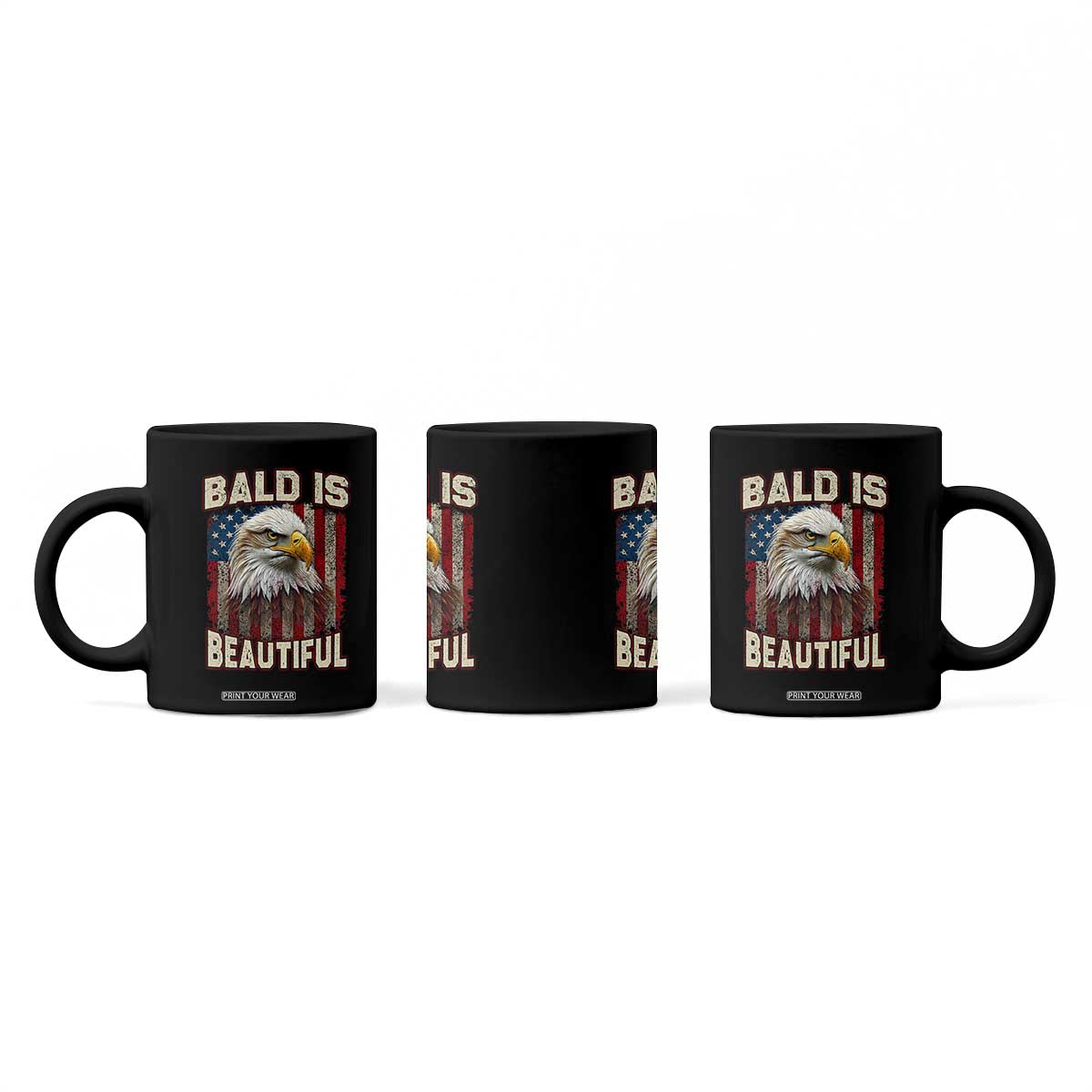 American Flag Bald Eagle Coffee Mug Bald Is Beautiful Retro 4th of July Independence Day TS10 Print Your Wear