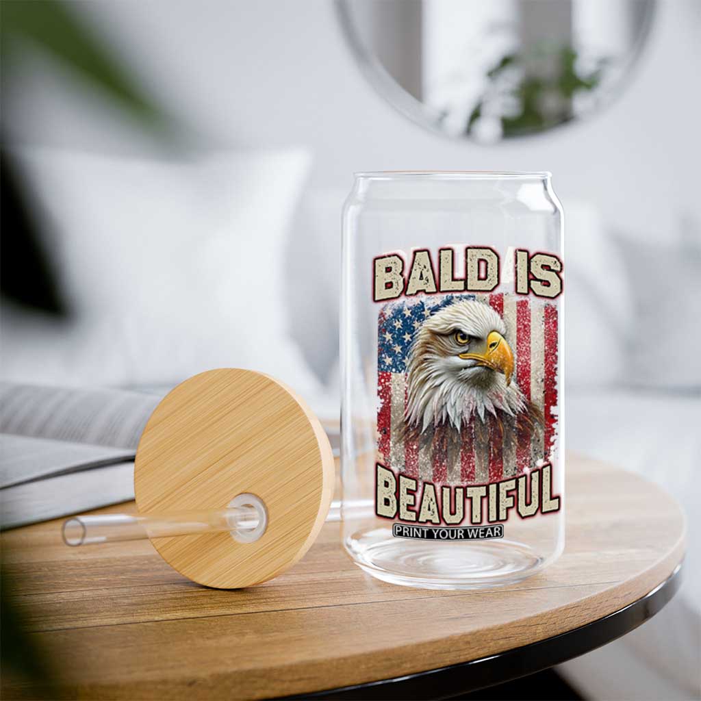 American Flag Bald Eagle Glass Can Bald Is Beautiful Retro 4th of July Independence Day TS10 Print Your Wear