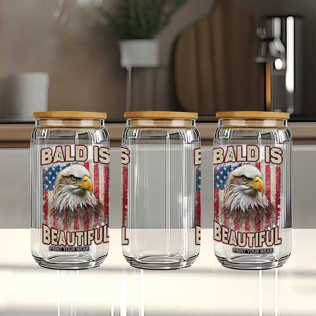 American Flag Bald Eagle Glass Can Bald Is Beautiful Retro 4th of July Independence Day TS10 Print Your Wear