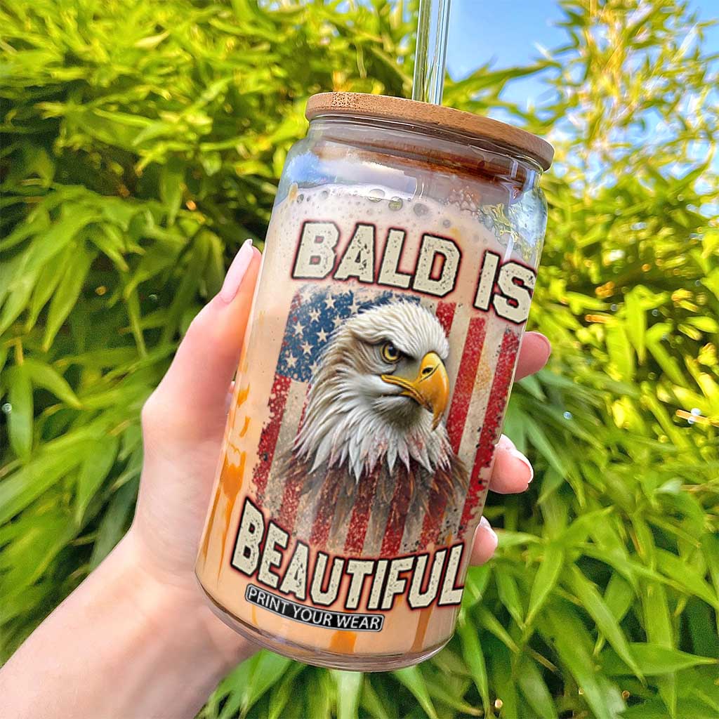 American Flag Bald Eagle Glass Can Bald Is Beautiful Retro 4th of July Independence Day TS10 Print Your Wear
