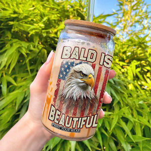 American Flag Bald Eagle Glass Can Bald Is Beautiful Retro 4th of July Independence Day TS10 Print Your Wear