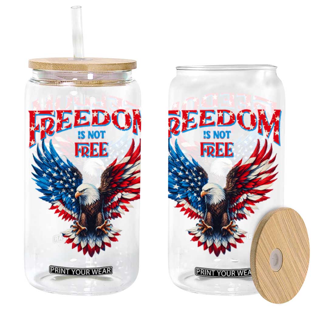 American Flag Bald Eagle Glass Can Patriotic Eagle 4th of July Freedom Is Not Free TS10 Black Print Your Wear