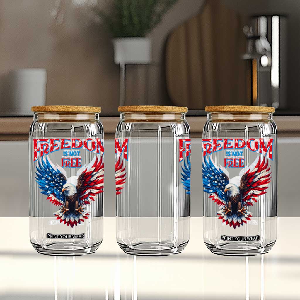 American Flag Bald Eagle Glass Can Patriotic Eagle 4th of July Freedom Is Not Free TS10 Print Your Wear