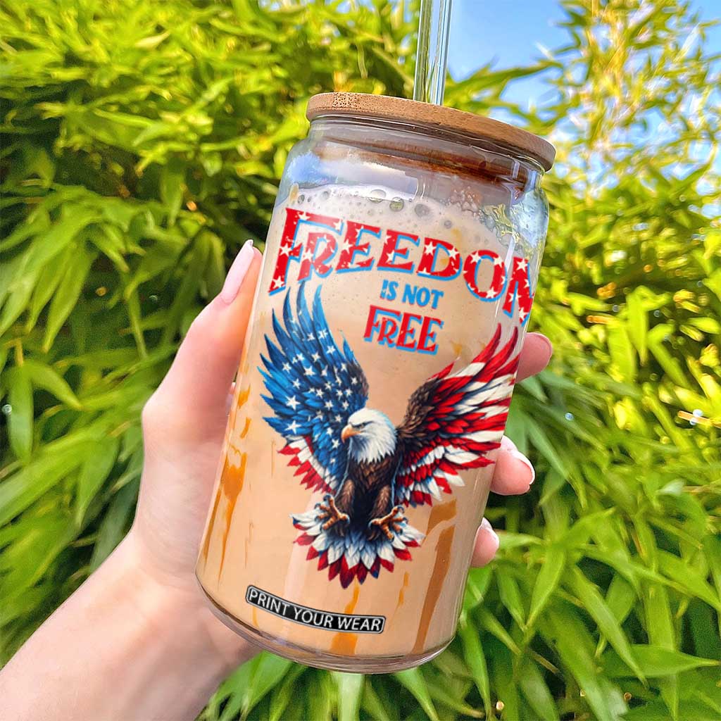 American Flag Bald Eagle Glass Can Patriotic Eagle 4th of July Freedom Is Not Free TS10 Print Your Wear