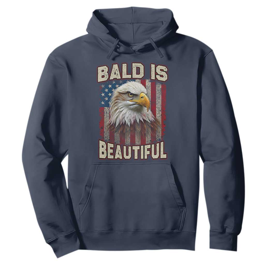 American Flag Bald Eagle Hoodie Bald Is Beautiful Retro 4th of July Independence Day TS10 Navy Print Your Wear