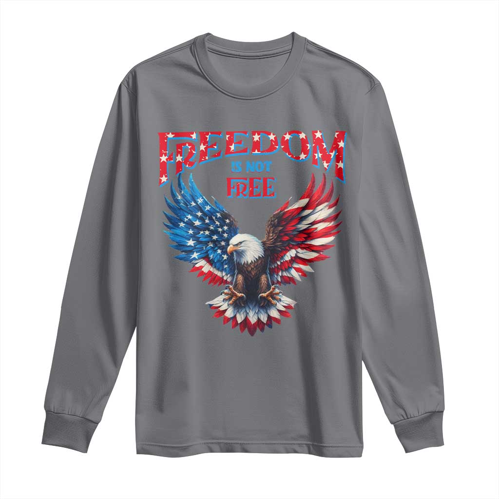 American Flag Bald Eagle Long Sleeve Shirt Patriotic Eagle 4th of July Freedom Is Not Free TS10 Charcoal Print Your Wear