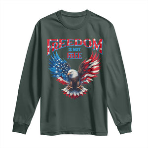 American Flag Bald Eagle Long Sleeve Shirt Patriotic Eagle 4th of July Freedom Is Not Free TS10 Dark Forest Green Print Your Wear