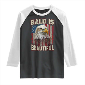 American Flag Bald Eagle Raglan Shirt Bald Is Beautiful Retro 4th of July Independence Day TS10 Black White Print Your Wear