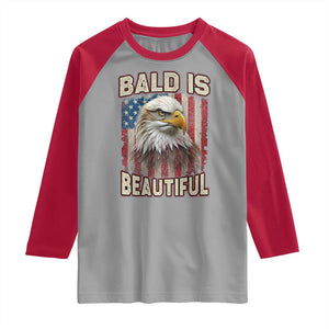 American Flag Bald Eagle Raglan Shirt Bald Is Beautiful Retro 4th of July Independence Day TS10 Sport Gray Red Print Your Wear