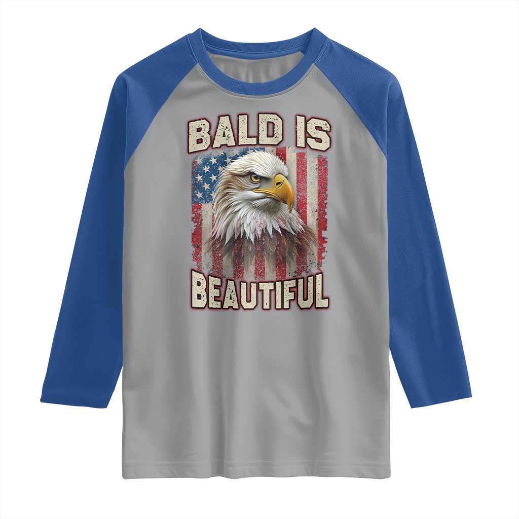 American Flag Bald Eagle Raglan Shirt Bald Is Beautiful Retro 4th of July Independence Day TS10 Sport Gray Royal Print Your Wear